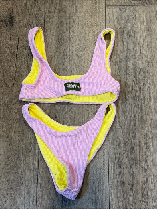 Daily Drills Other - Daily Drills Pink and Yellow Reversible Bikini Set Size XS